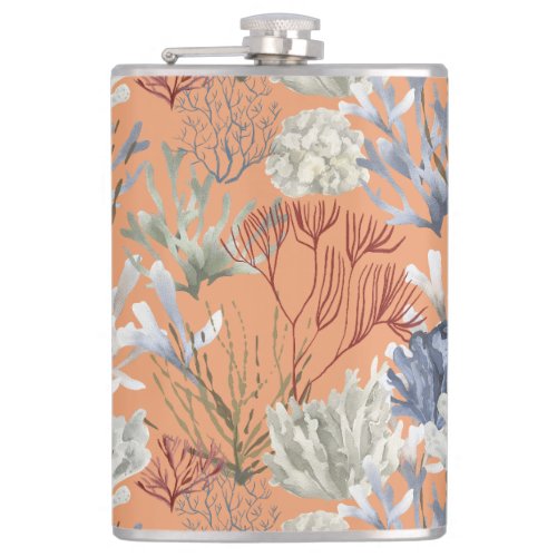 Under the Sea Apricot Corals Flask