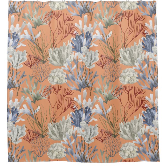 Under the Sea Apricot Corals  Shower Curtain (Front)