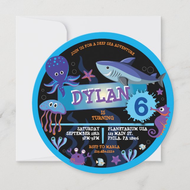 UNDER THE SEA Aquarium Birthday Party Invitation (Front)