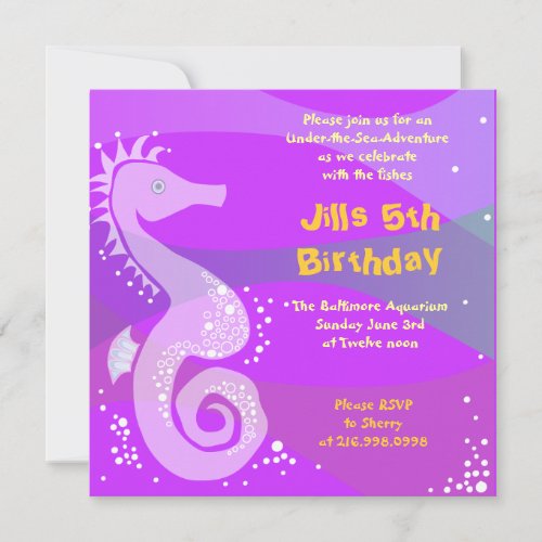 Under The Sea Aquarium Happy Birthday Party Girl Invitation