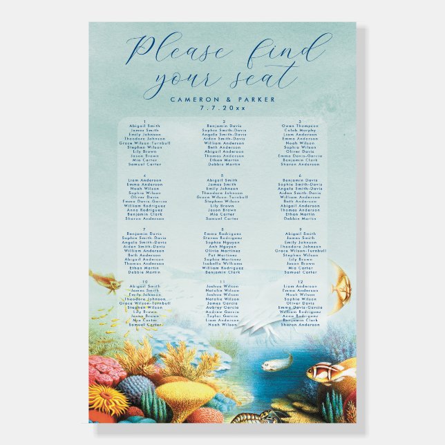 Under the Sea Aquarium Wedding Seating Chart Foam Board (Front)