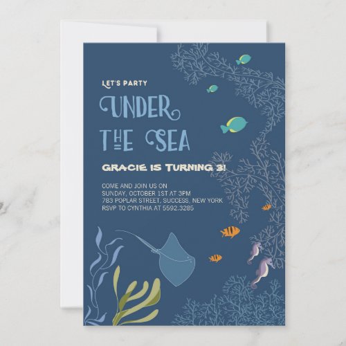 Under the Sea Aquatic Ocean Kid Birthday Card