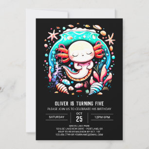 Under the Sea Axolotl Online Birthday Invitation