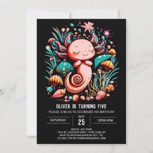 Under the Sea Axolotl Printable Birthday Invitation