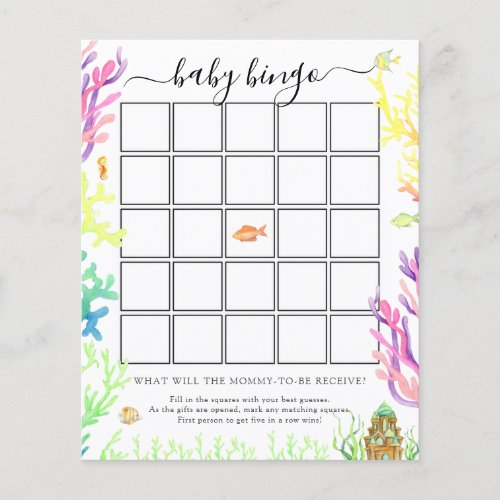 Under the Sea Baby Bingo Game Card