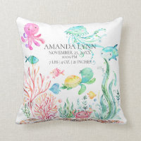 Under the Sea Baby Birth Stats Pillow