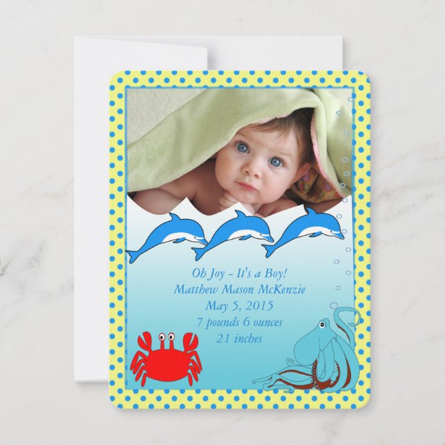 Under the Sea Baby Boy Announcement (Front)