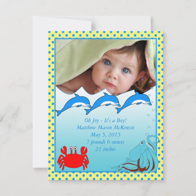 Under the Sea Baby Boy Announcement (Front)
