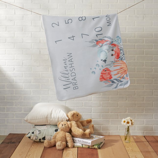 Under The Sea | Baby Boy | Milestone Baby Blanket (In Situ)
