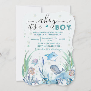 under the sea baby boy shower invitations