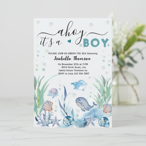 under the sea baby boy shower invitations