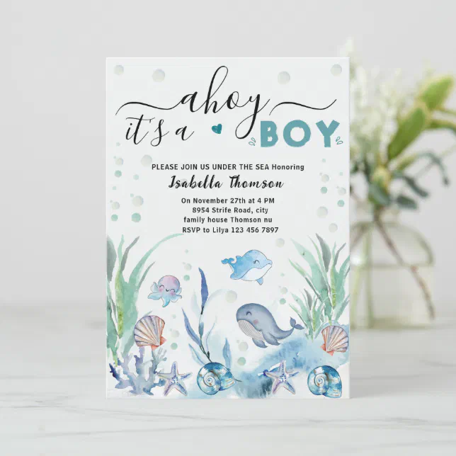 under the sea baby boy shower invitations Zazzle