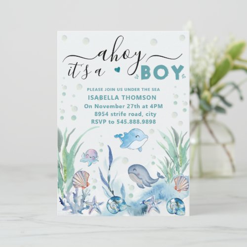 under the sea baby boy shower invitations