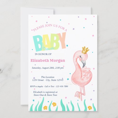 Under The SeaBaby Flamingo Baby Shower Invitation