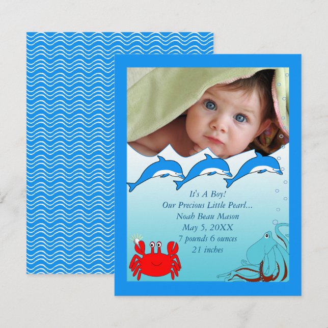 Under the Sea Baby Girl Announcement (Front/Back)