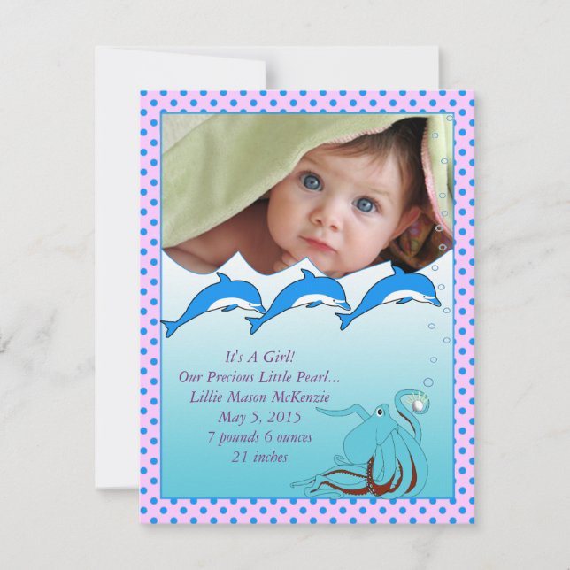 Under the Sea Baby Girl Announcement (Front)