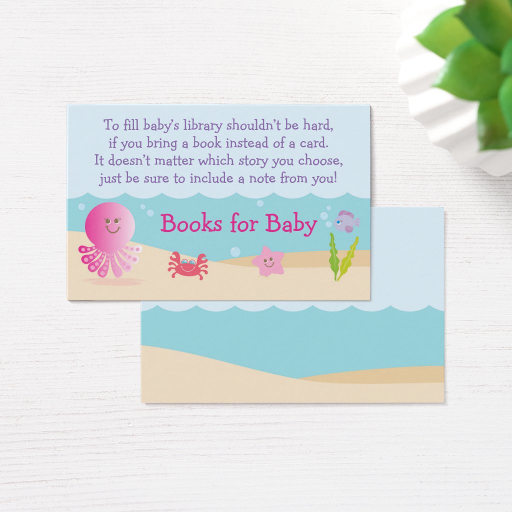 Under the Sea Baby Girl Shower Bring a Book Card