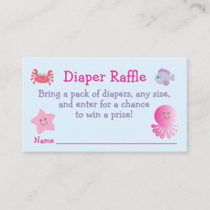 Under the Sea Baby Girl Shower Diaper Raffle Enclosure Card