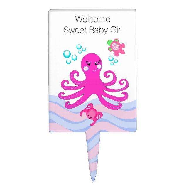 Under the Sea Baby Girl Welcome Cake Topper (Front)