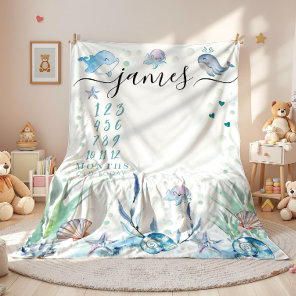 under the sea baby milestone cute blanket