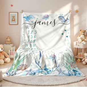 under the sea baby milestone cute blanket