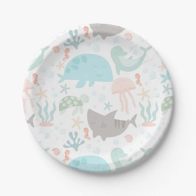 Under The Sea Baby  Paper Plates (Front)