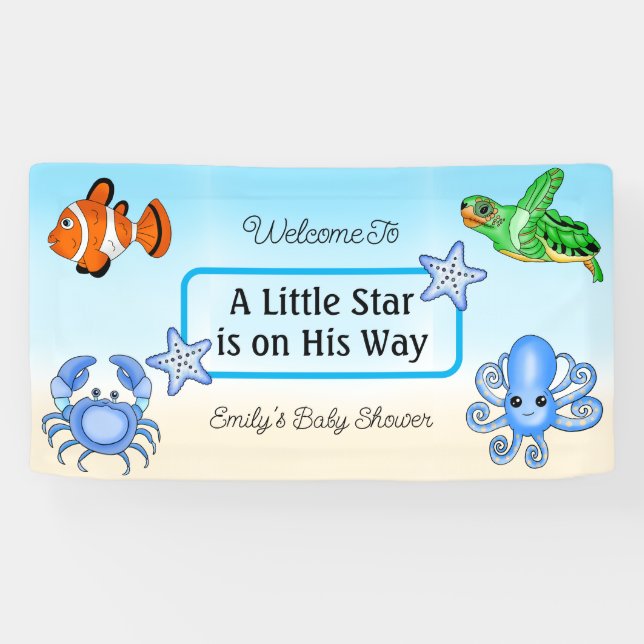 Under the Sea | Baby Sea Creatures Baby Shower Banner (Horizontal)