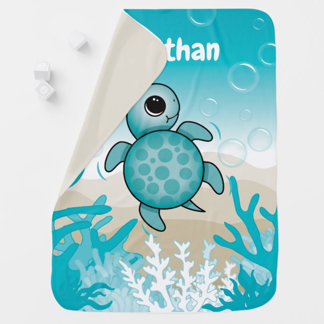 Under the Sea Baby Sea Turtle Baby Blanket (In Situ)