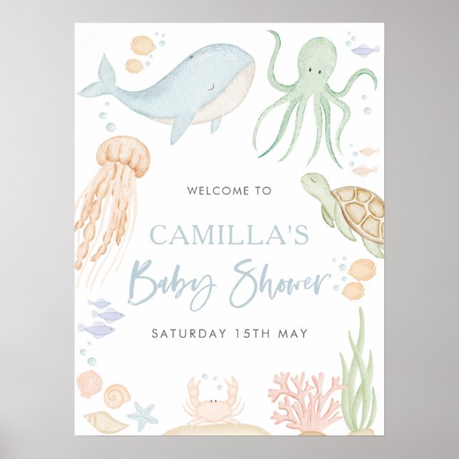 Under The Sea Baby Shower 18x24" Welcome Sign