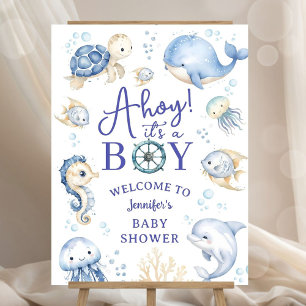 Under The Sea Baby Shower Ahoy Boy Welcome Sign 
