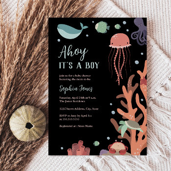 Under The Sea Baby Shower Ahoy It's A Boy Invitation by LittleBayleigh at Zazzle