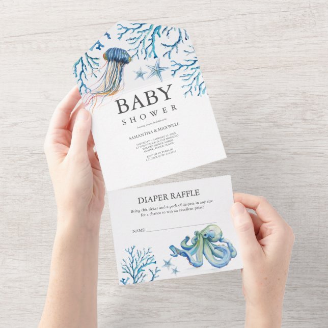 Under the Sea Baby Shower All in One Invitation (Tearaway)