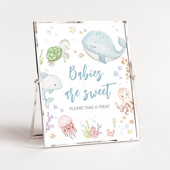 Under The Sea Baby Shower Babies are Sweet Poster (Sea Creatures Ocean Baby Shower Babies are Sweet Sign)