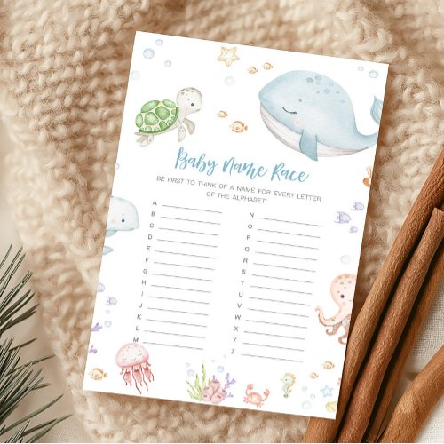 Under The Sea Baby Shower Baby Name Race Game
