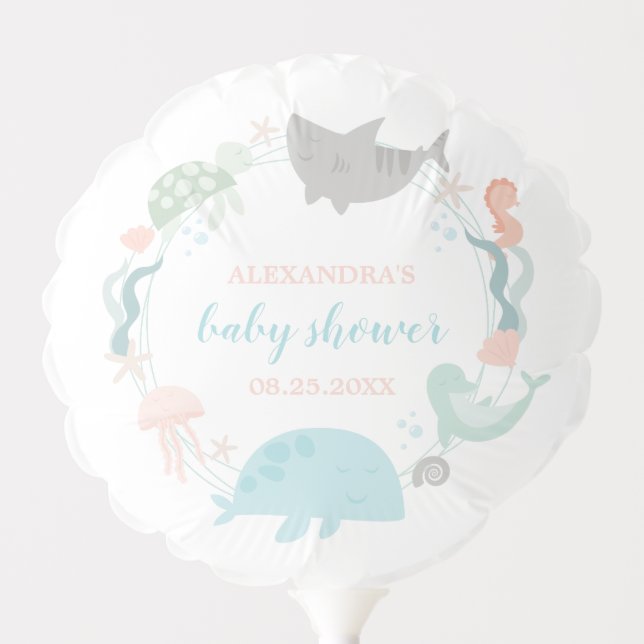 Under The Sea Baby Shower Balloon (Front)