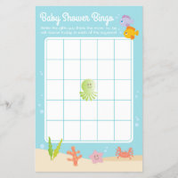 Under the Sea Baby Shower Bingo Game blue & green