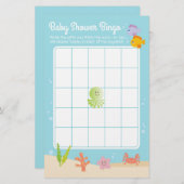 Under the Sea Baby Shower Bingo Game blue & green (Front/Back)