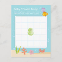 Under the Sea Baby Shower Bingo Game Card