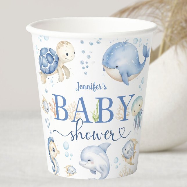Under The Sea Baby Shower Blue Ocean Paper Cups (Creator Uploaded)