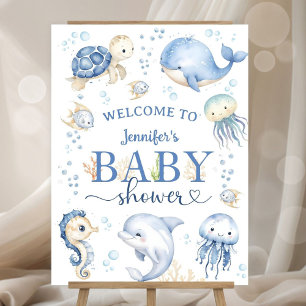 Under The Sea Baby Shower Blue Ocean Welcome Sign