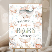 Under The Sea Baby Shower Boho Ocean Welcome Sign 