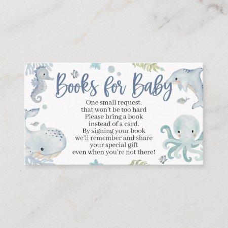 Under The Sea Baby Shower Book Card For A Boy