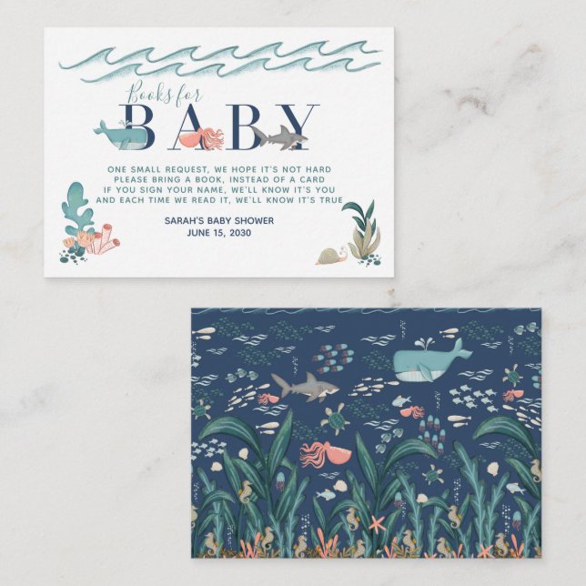 Under the Sea Baby Shower Book Request Enclosure Card (Front/Back)
