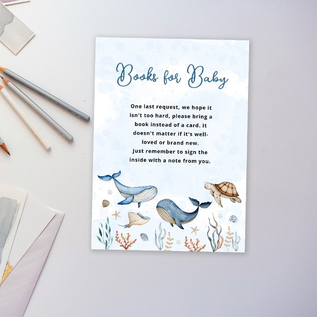 Under the sea Baby Shower Books for baby Enclosure Card (Creator Uploaded)