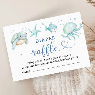 Under The Sea Baby Shower Boy Blue Diaper Raffle Enclosure Card