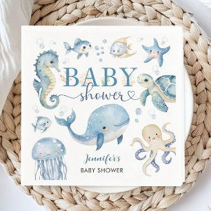 Under The Sea Baby Shower Boy Blue Ocean Napkins