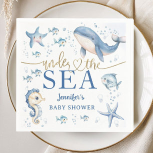 Under The Sea Baby Shower Boy Blue Ocean Paper Napkins