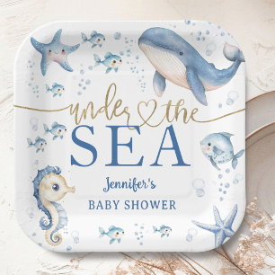 Under The Sea Baby Shower Boy Blue Ocean Paper Plates