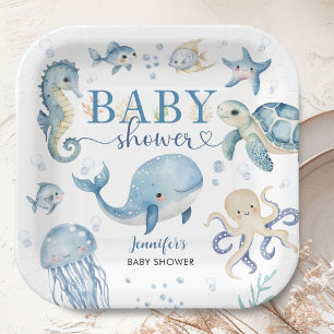 Under The Sea Baby Shower Boy Blue Ocean Paper Plates