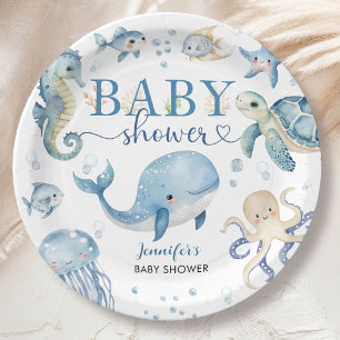 Under The Sea Baby Shower Boy Blue Ocean Paper Plates